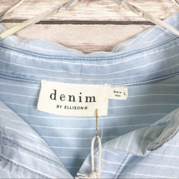 denim by Ellison | NWT Striped chambray Blouse - Picture 5 of 7